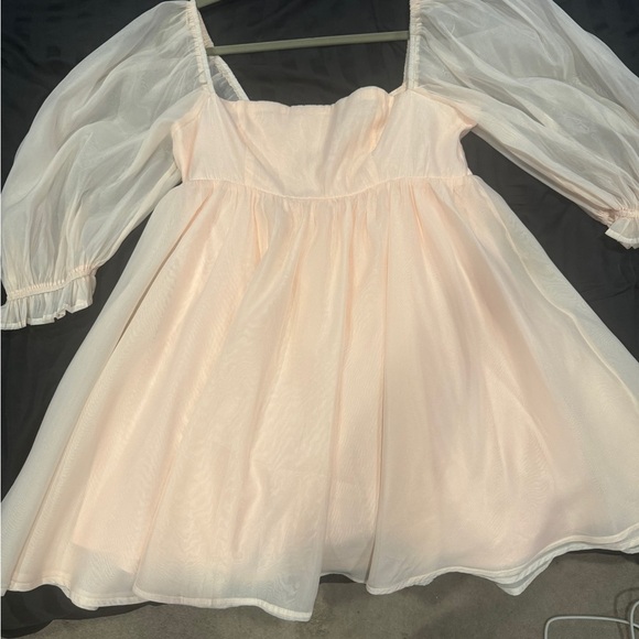 Elegant Peach baby doll  mini dress - Picture 3 of 13